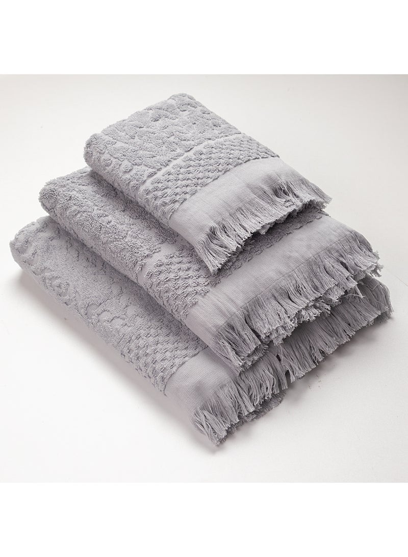 Orchid Premium Cotton Towel Set – 3 Pieces , By Teko Tex , Grey Color